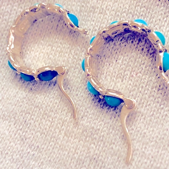 Vintage Sterling Silver Turquoise Earrings - Picture 2 of 7